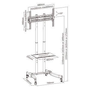 мобільна стійка для ТВ/монітора (розмір 700*700*1 715,до40кг) T1030T. Photo 2