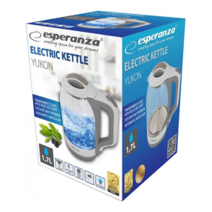 Електрочайник склянний 1.7L, White, 1500W, світлодіодне підсвічування, обмінна гарантія EKK025W Kettle Yukon. Photo 3