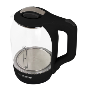 Електрочайник склянний 1.7L, Black, 1500W, світлодіодне підсвічування, обмінна гарантія EKK025K Kettle Yukon. Photo 2