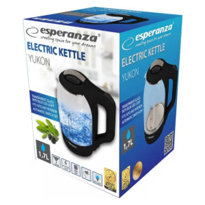 Електрочайник склянний 1.7L, Black, 1500W, світлодіодне підсвічування, обмінна гарантія EKK025K Kettle Yukon. Photo 3