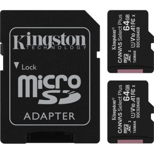 Карта пам'яті 64GB microSDXC C10 A1 Canvas Select Plus 100R UHS-I, U1, V10, Two Pack + Single ADP SDCS2/64GB-2P1A