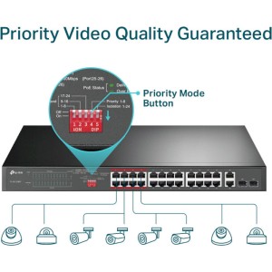 Комутатор некерований PoE 24 порти 10/100 Мбіт/c TL-SL1226P. Photo 3