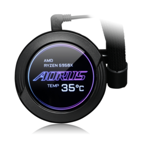 Кулер All-in-one Liquid Coolerwith LCD Display 2x1 40mm RGB FAN 60x60 color LCD MicroSD AORUS WATERFORCE X 280. Photo 3