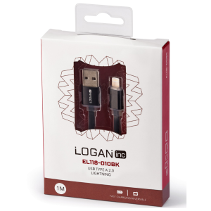 Кабель синхронізації Logan Apple Lightning - USB 1  м Black (EL118-010BK) EL118-010BK