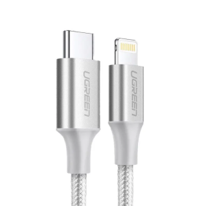 кабель Lightning To USB-C 2.0 1M White MFi charging&data syn, Aluminum case + Nylon US304/70523