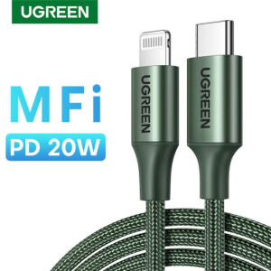 кабель Lightning To USB-C 2.0 1M Dark Green MFi charging&data syn, Aluminum case + Nylon US304/80564