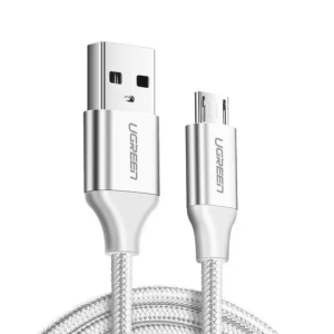 кабель Micro USB To USB-A 2.0 1M Silver charging&data syn, Aluminum case + Nylon braided US290/60151