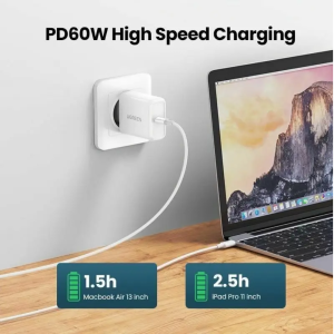 кабель USB-C 2.0 To USB-C 2.0 60W 1M White support PD3.0/QC4.0, ABS Case+TPE Jacket US264/60518. Photo 3