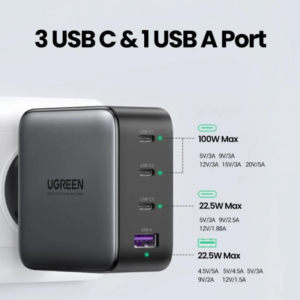 Зарядний пристрій GanTech USB-A+3*USB-C 100W Black PPS/PD3.0/QC4.0+/FCP/SCP/AFC/BC1.2 CD226/40747. Photo 2 Зарядний пристрій GanTech USB-A+3*USB-C 100W Black PPS/PD3.0/QC4.0+/FCP/SCP/AFC/BC1.2 CD226/40747. Photo 2