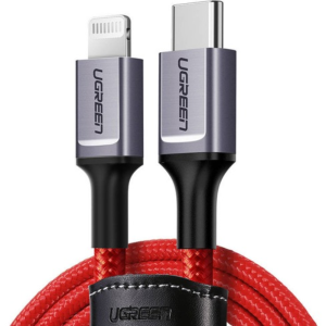 кабель Lightning To USB-C 2.0 1M Red MFi charging&data syn, Aluminum case + Nylon US298/20309
