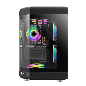 Корпус Tower ATX без блока живлення , закалене скл оATX, M-ATX,ITX, Tempered Glass,USB3.0x1,Type-C,CO HYPE Black. Photo 2