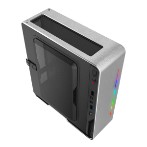 Корпус mini ITX case з бж ITX 180W 80+ Bronze  Aluminium  alloy + mesh cover 2 usb 3.0 + 1 Type-C Violin Silver. Photo 3
