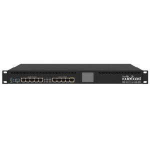 Маршрутизатор 1U rackmount, 10xGE, SFP, USB 3.0, L CD, PoE out on port 10, RouterOS L5 RB3011UiAS-RM