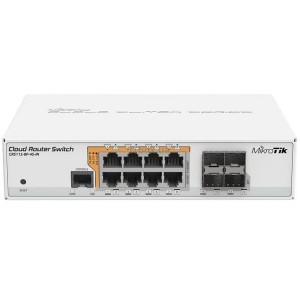 Комутатор 8xGE Smart Switch with PoE-out, 4xSFP ca ges, desktop case, RouterOS L5 CRS112-8P-4S-IN