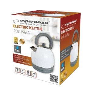 Електрочайник в вінтажному стилі 2200Вт, 1.8 л, ,б ілого кольору, нержавіюча сталь, обмінна гарантія EKK034W COLAMBIA 1.8 L White. Photo 2