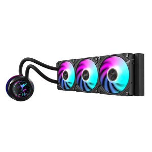 Кулер All-in-one Liquid Coolerwith LCD Display 3x1 20mm RGB FAN 60x60 color LCD AORUS WATERFORCE X II 360. Photo 2