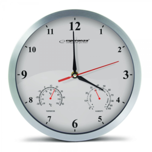 Настінний годинник Wall Clock Washington White з в имірюванням темп. та вологісті, діаметр 30 см EHC008W CLOCK WASHINGTON WHITE