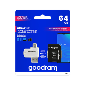 Карта пам'яті 64GB microCARD SDXC cl10 UHS-I  100R/10W U1 + adapter + рідер M1A4-0640R12. Photo 2